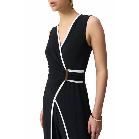 NEW JOSEPH RIBKOFF sleeveless culotte jumpsuit in black/vanilla - Picture 3 of 4